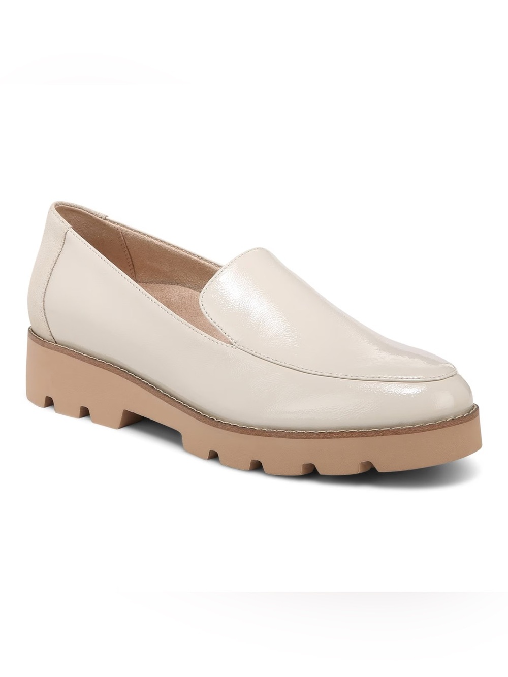 NWOT Vionic 9 Slip-On Loafers Cream Patent Leather Comfort Podiatrist Eco Preppy